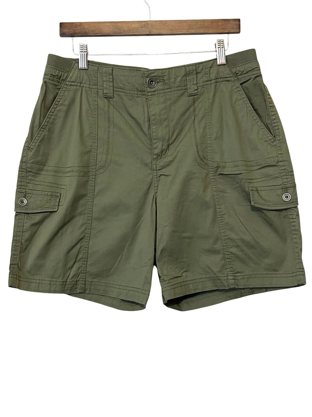 Style & Co. Women's Mid-Rise Comfort-Waist Cargo Shorts, Color Olive, Size 12